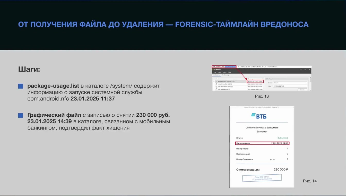 Слайд 13 — Применение методов форензики по расследованию хищений с использованием технологии NFC
