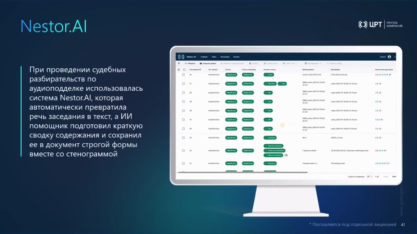 Слайд 45 — От аудио- и видеоданных к доказательствам: AI-аналитика, биометрия и детекция спуфинга и дипфейков